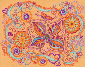 Blue ribbon orange flwrs sm